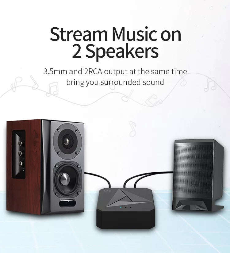 Bluetooth 5.0 Receiver 3.5mm AUX Jack RCA Music Wireless Audio Adapter Handsfree Call Mic NFC Car...