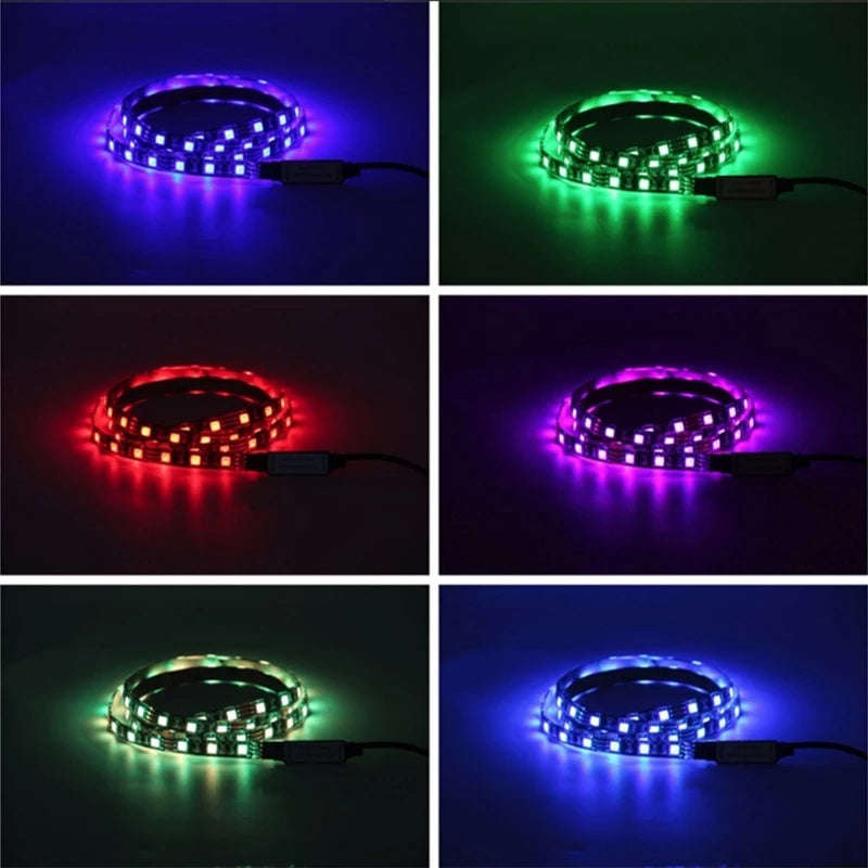 LED Light Strip 5050RGB Colorful TV Lighting 2 Meter Flexible 24-Key Remote Control DIY