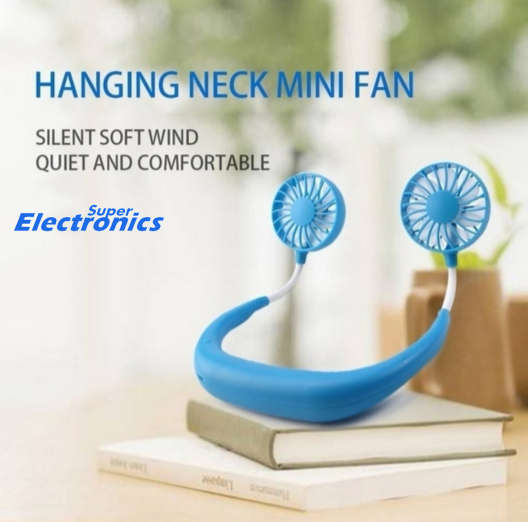 USB Rechargeable Wearable Portable Neckband Fan - Blue