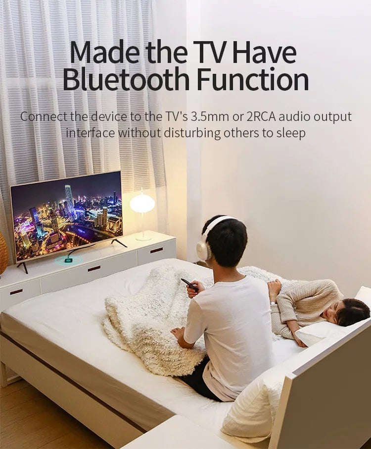 Bluetooth 5.0 Receiver 3.5mm AUX Jack RCA Music Wireless Audio Adapter Handsfree Call Mic NFC Car...