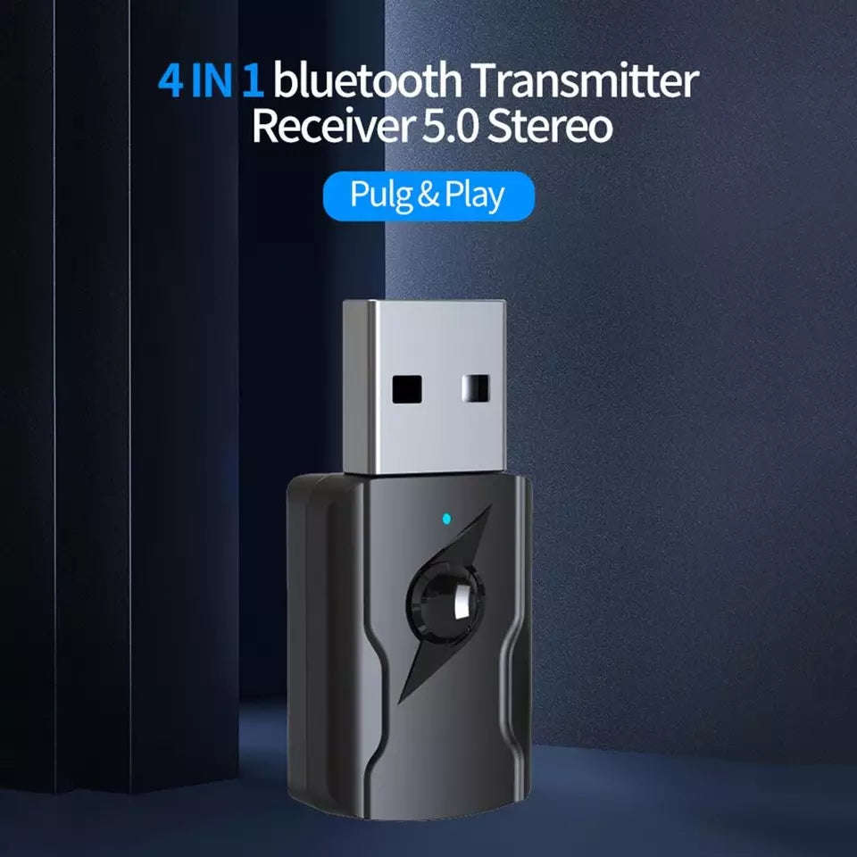 Bluetooth 5.0 Wireless Adapter 4 IN 1 Mini 3.5mm AUX USB Bluetooth Dongle Stereo Audio Receiver T...