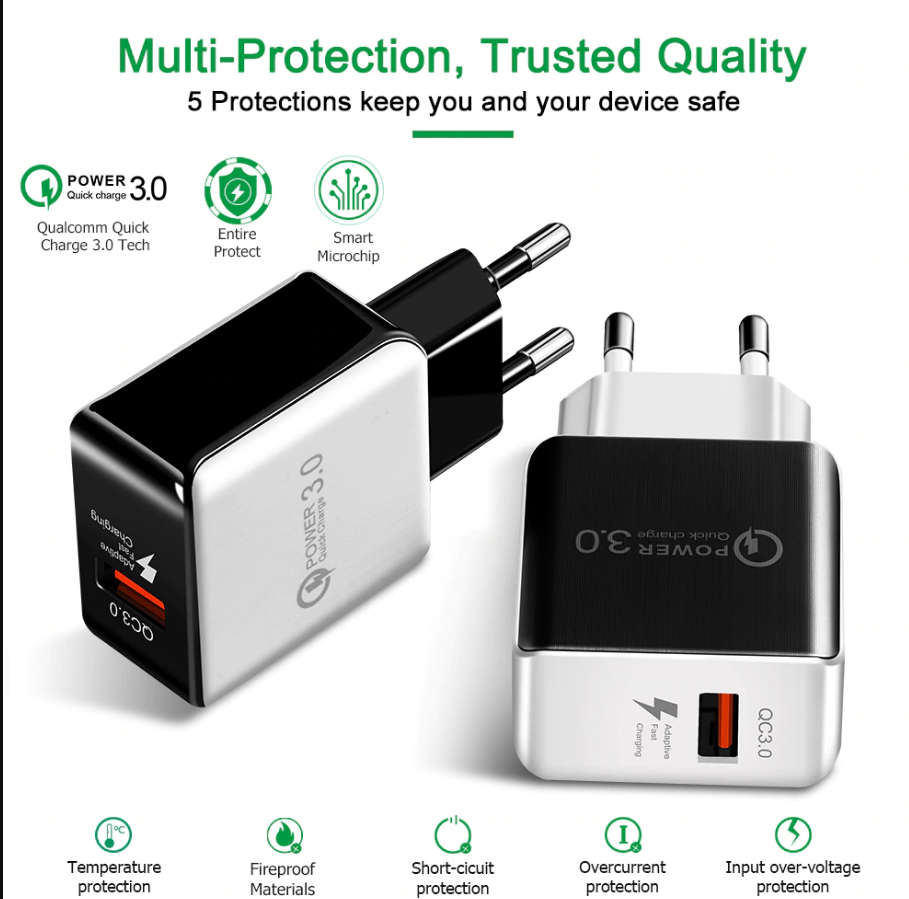 Quick Charge 3.0 USB  Wall Fast Travel Charger