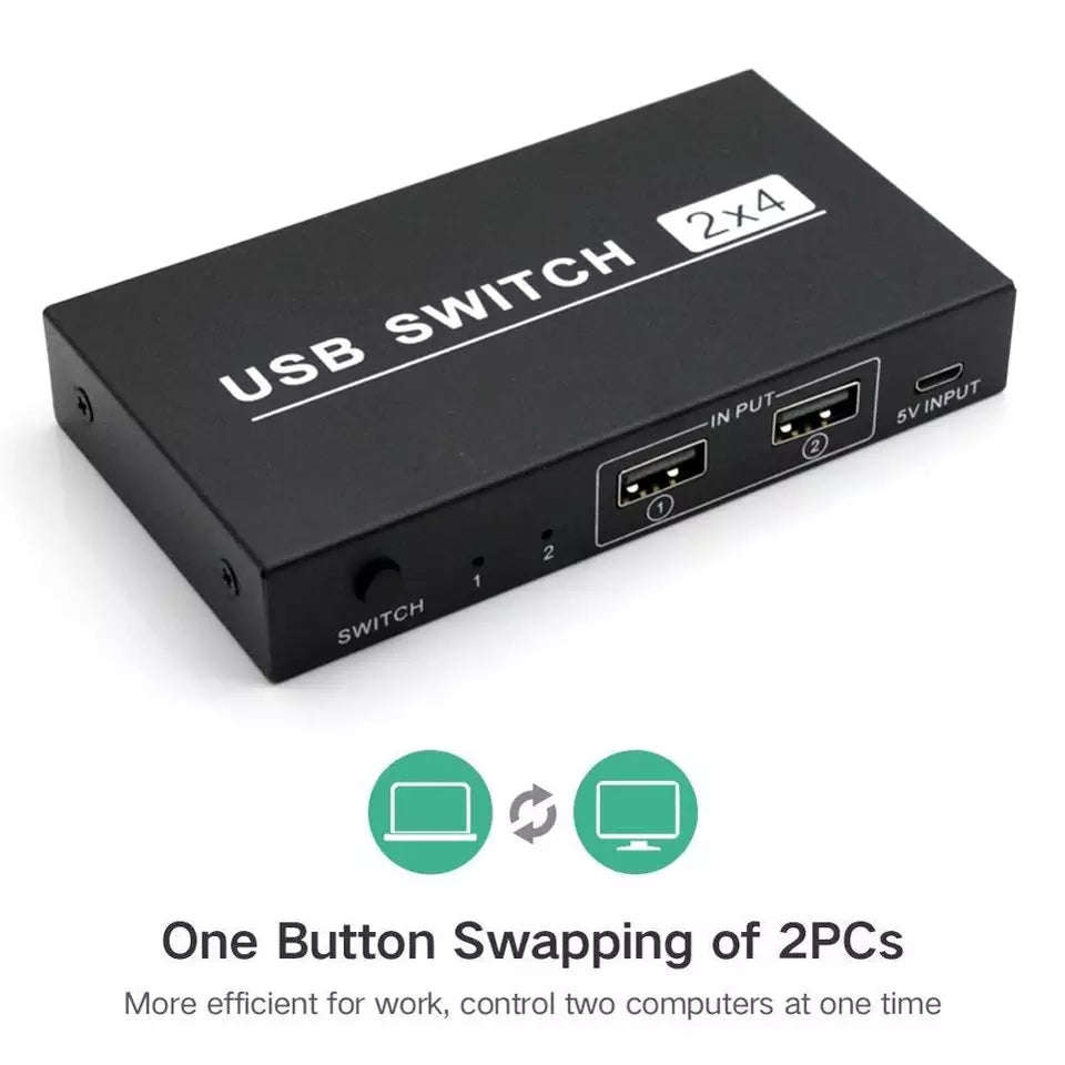 USB Switch Selector 2 Computers Sharing 4 USB Devices USB 2.0 Peripheral Box Hub