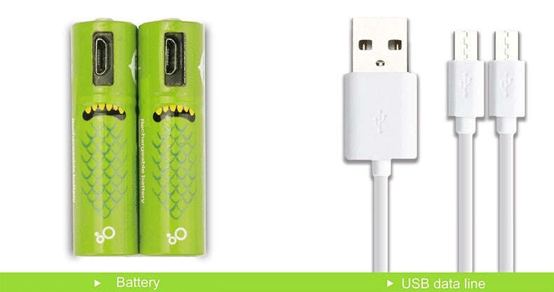 2pc Micro USB Rechargeable Battery 1000mah AA Green