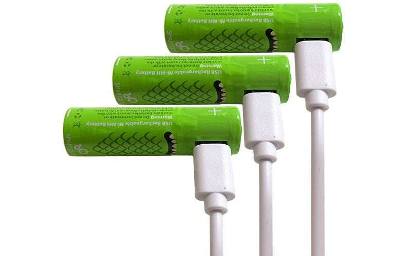 2pc Micro USB Rechargeable Battery 1000mah AA Green