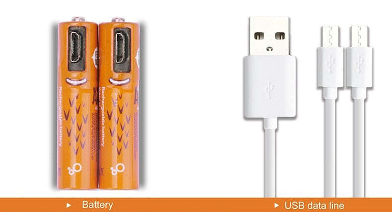 2pc Micro USB Rechargeable Battery 1000mah AA Green