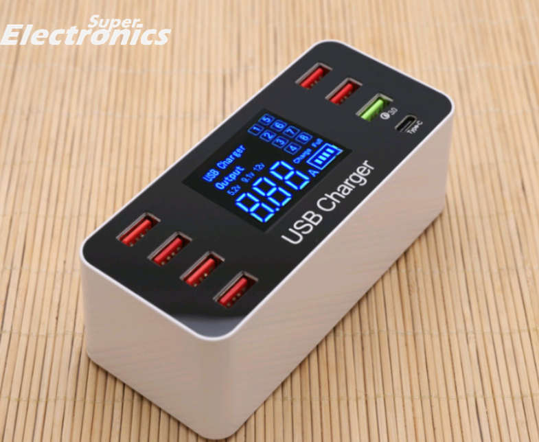 8-Port USB Smart Charger with LCD Screen