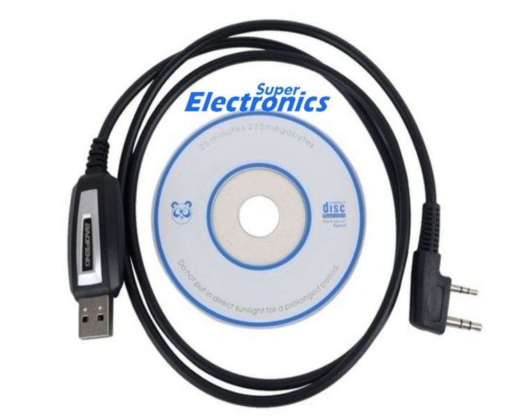 USB Programming Cable For Baofeng, Kenwood with Driver CD - Black