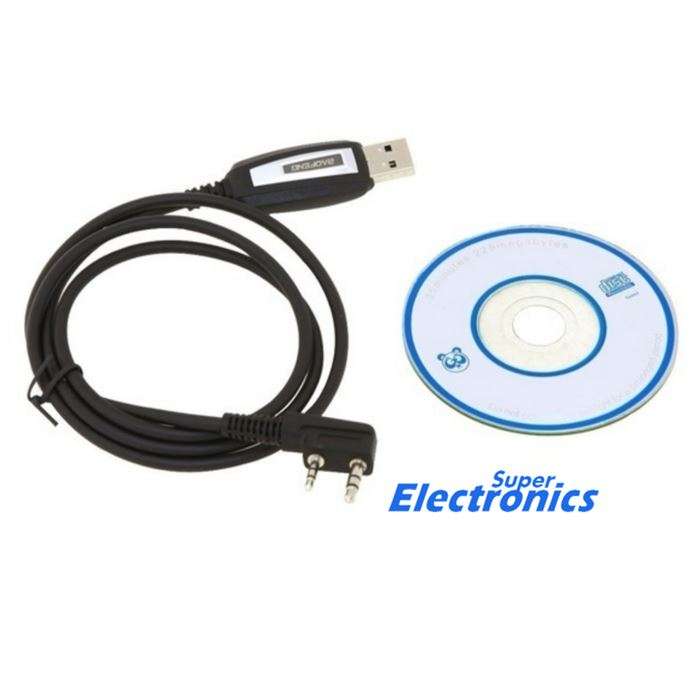 USB Programming Cable For Baofeng, Kenwood with Driver CD - Black