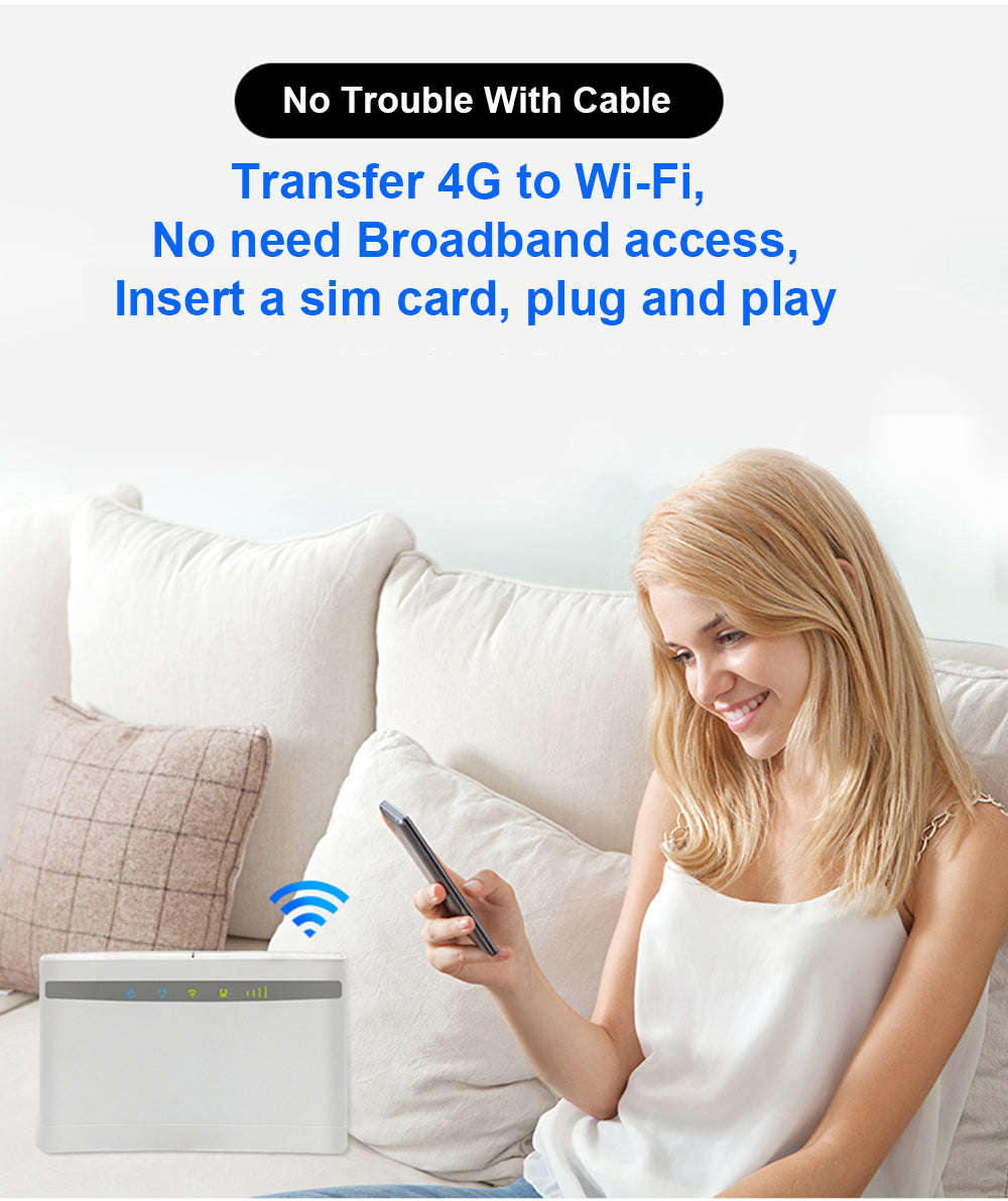 4G LTE Wifi Router With Sim Card Slot 300Mbps Rain Compatible
