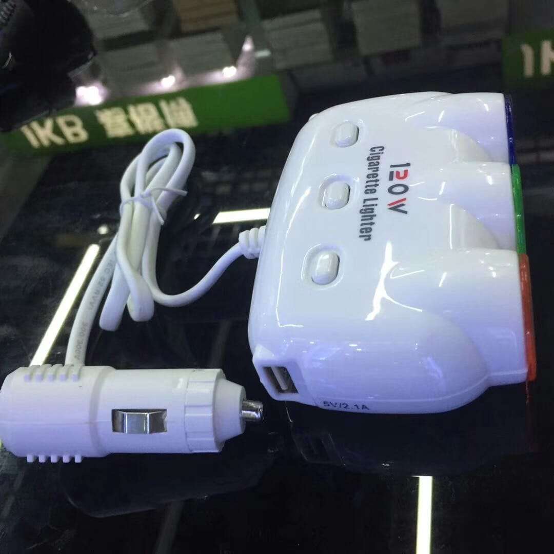 3 Way Triple Led Car Cigarette Lighter Socket Splitter Charger Power Adapter - White