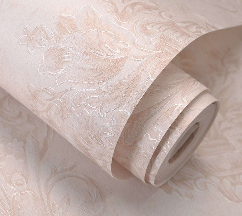 European Classical Retro Nostalgic Nonwoven Wallpaper - Pink