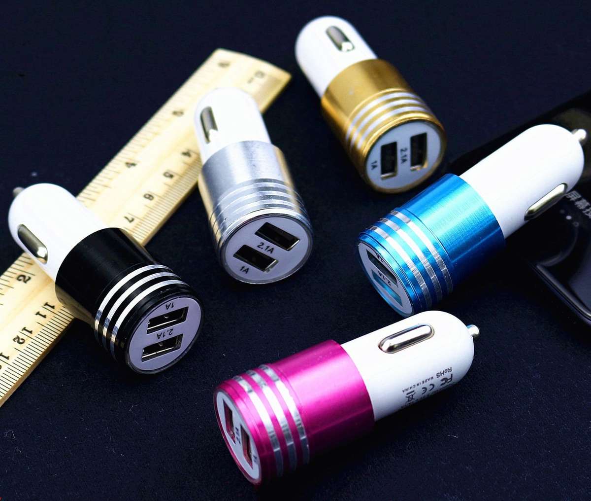 2.1A Dual USB Car Charger | 4 Colors - Black