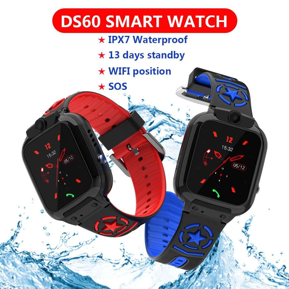 DS60 Touch Screen Positioning Kids Smart Watch IP67 Waterproof - Red