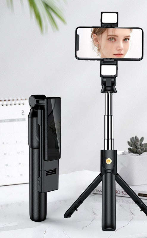 Handheld Gimbal Stabilizer Anti-Shake Selfie Stick Bluetooth Remote Control Tripod With LED Light