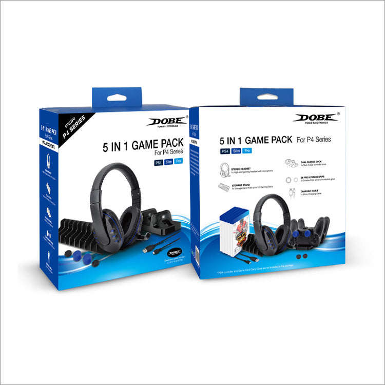 5 in 1 Game Pack Stereo Headset with Microphone Accessories Kit for PS4 Playstation 4 PC Laptop w...