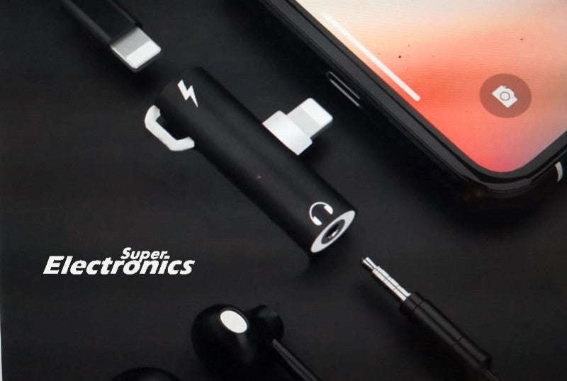 iPhone Headphone Charging Connector Splitter 2 in 1 adapter - Black