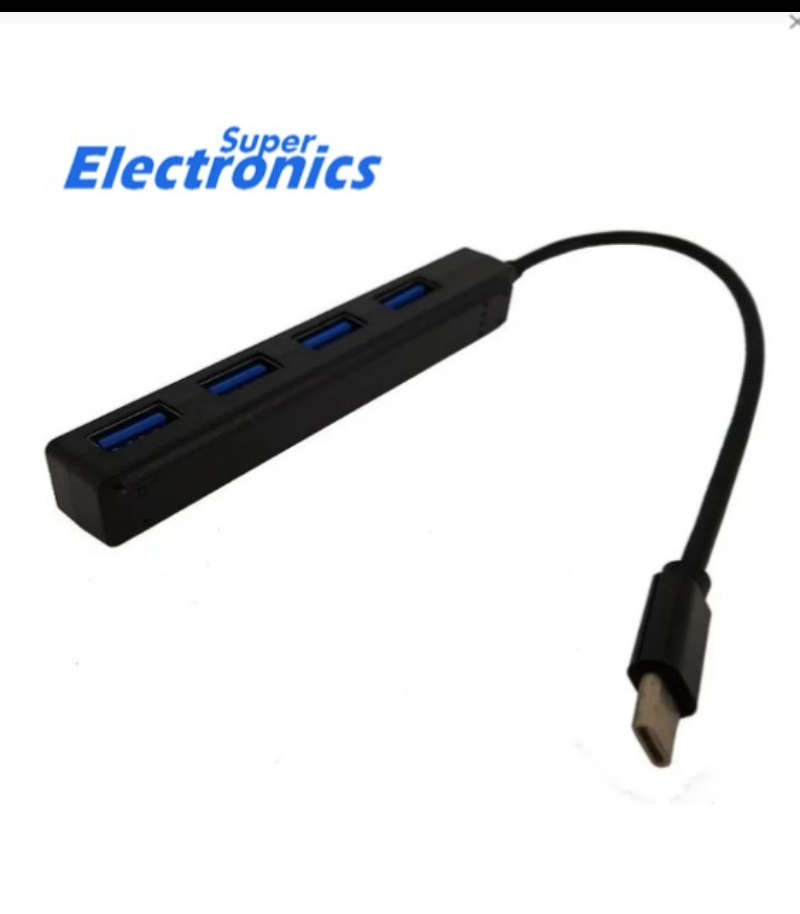 Type C 4 Port Hub - Black