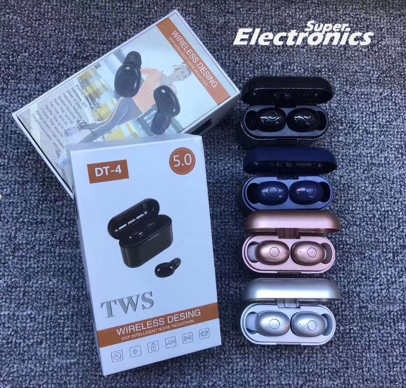DT-4 TWS Mini Earbuds Wireless Bluetooth 5.0 - Black