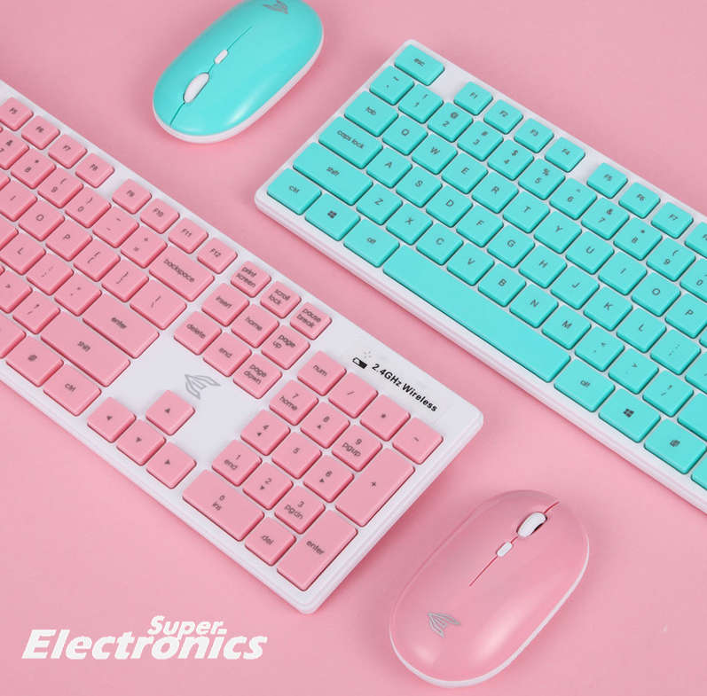 T2000 Wireless Keyboard And Mouse Set 2.4Hgz - Pink