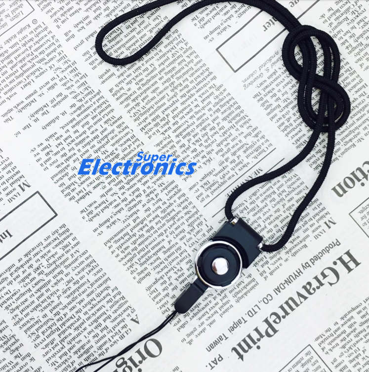 Mobile Phone Detachable Flexible Necklace Straps Sling Rope - Black