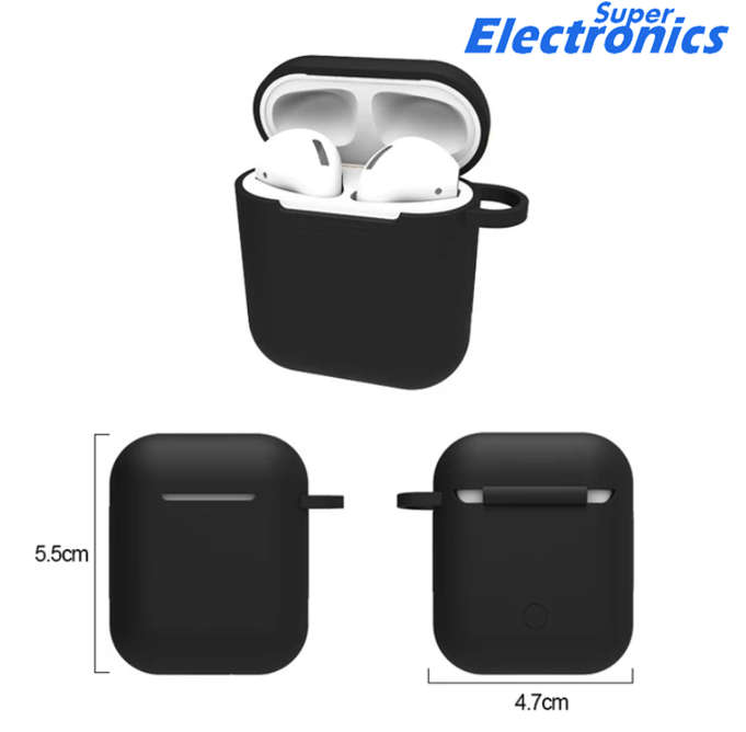 Silicone TPU Bluetooth Wireless Earphone Protective Cover  for Apple Airpods with Hook - Black