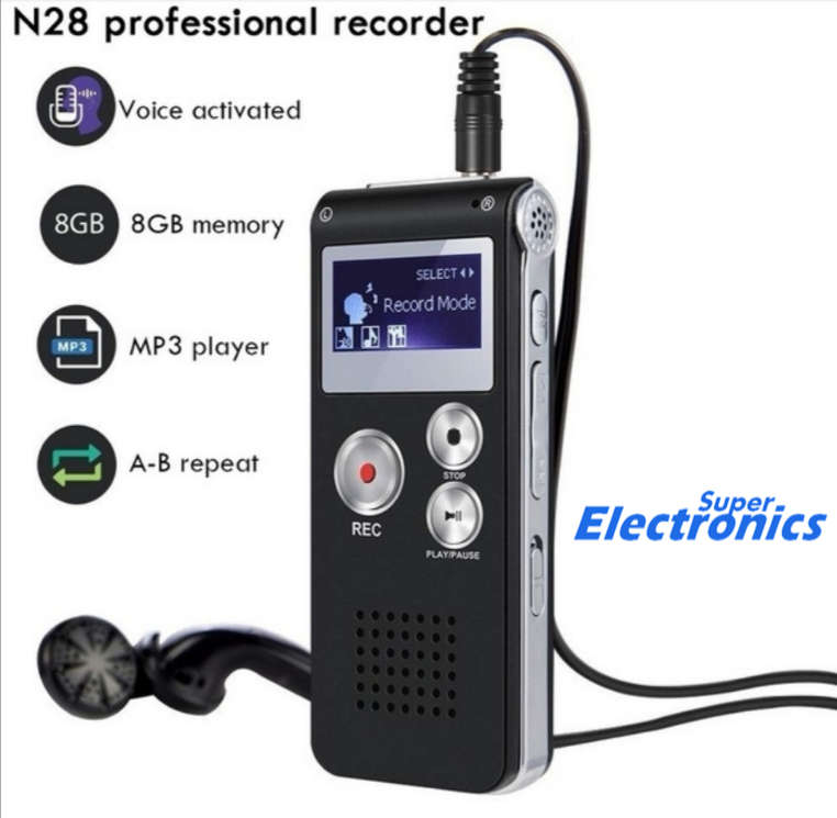 Original Digital Audio Voice Recorder Long Time Recording 8GB - Black
