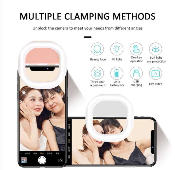 Selfie Light for Cell Phones Clip On Adjustable Mini Ring Light