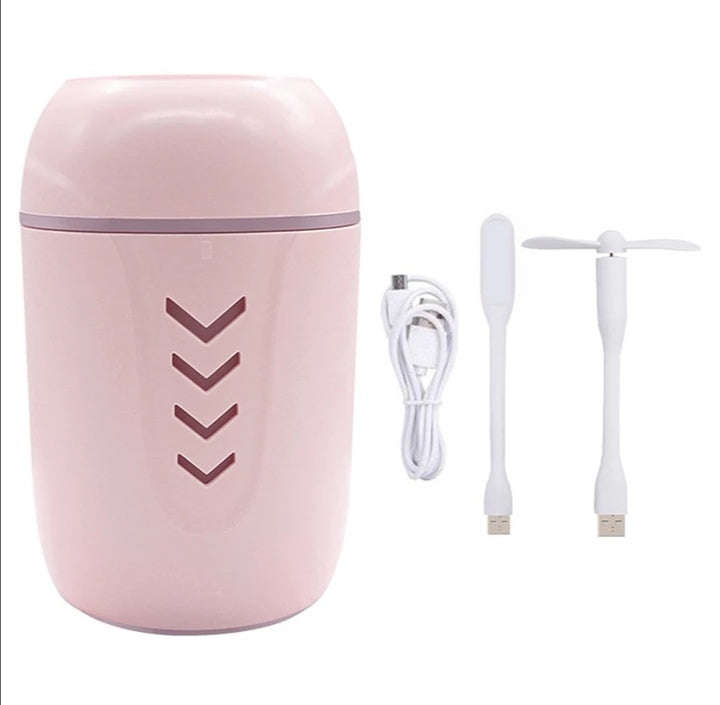 200ml 3 in 1 Fresh Air Mist Humidifier USB Powered LED Night Light Mini Desk Fan