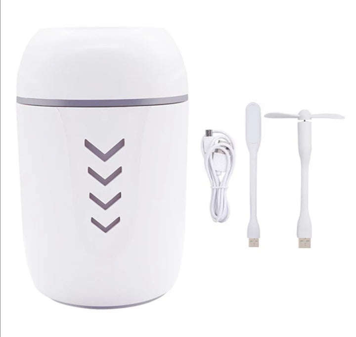 200ml 3 in 1 Fresh Air Mist Humidifier USB Powered LED Night Light Mini Desk Fan