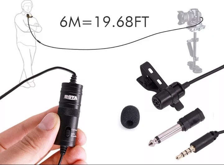 Omni directional lavalier microphone for Smartphones, DSLR, Camcorders
