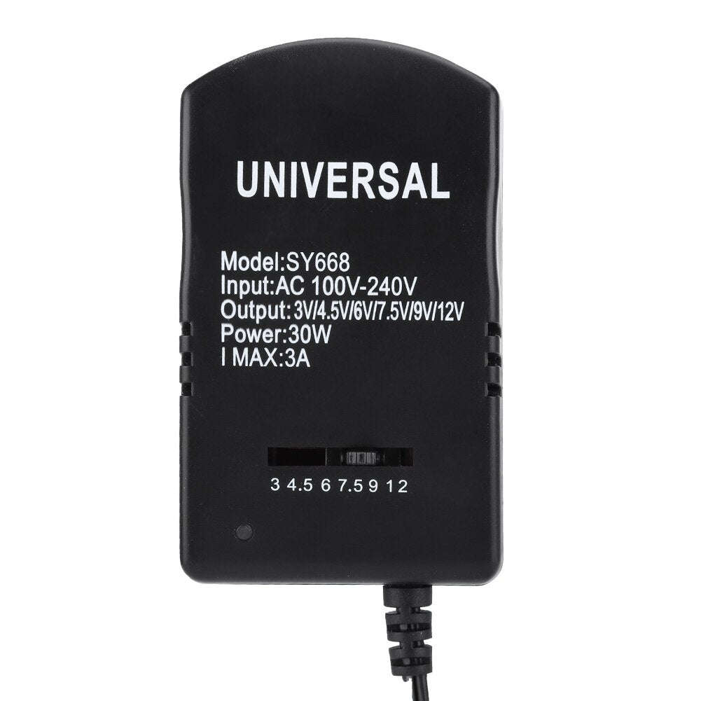 Universal 30W 3V-12V Adjustable Voltage Charging Power Adapter With 6 Connectors