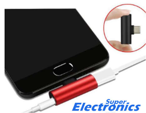 Type C Adapter Audio Charging Dual Adapter Splitter For Huawei Xiaomi - red