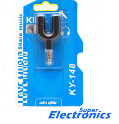 Earphone Splitter 3,5mm 1 Male To 2 Female U Shape Stereo 2 Way Converter - black