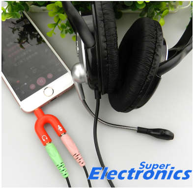 Earphone Splitter 3,5mm 1 Male To 2 Female U Shape Stereo 2 Way Converter - red