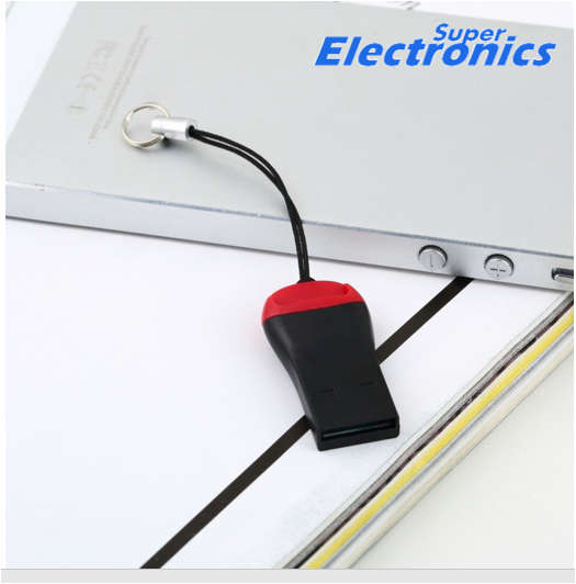 Small Whistle USB 2.0 Micro SD Card Reader w /Lanyard