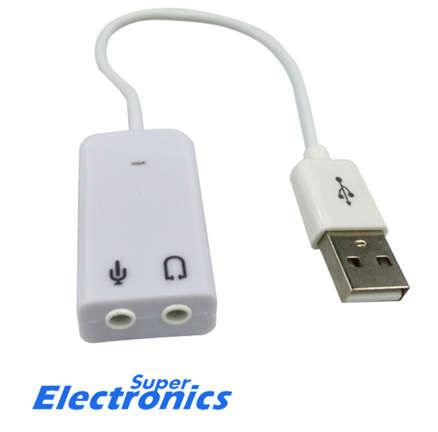 USB 2.0 Virtual 7.1 Channel Audio 3D Sound Card Adapter With Cable Line for Notebook - White