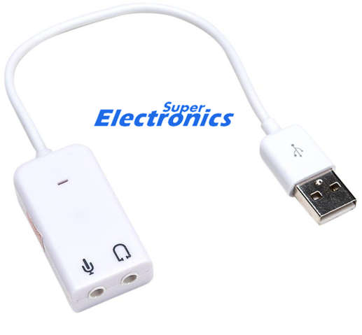 USB 2.0 Virtual 7.1 Channel Audio 3D Sound Card Adapter With Cable Line for Notebook - White