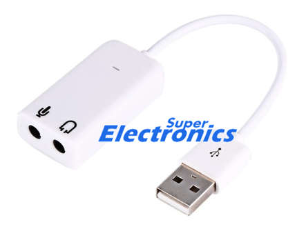 USB 2.0 Virtual 7.1 Channel Audio 3D Sound Card Adapter With Cable Line for Notebook - White