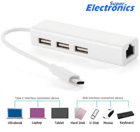 USB Hub 2.0 USB-C to Ethernet RJ45 Ethernet Adapter