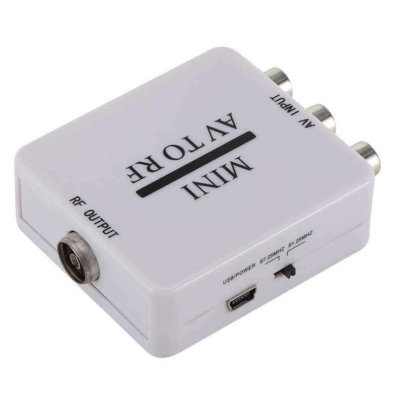 HD Video Converter Box RCA AV CVSB to RF Video Adapter Converter Supports For MHz 61.25 67.25 TV ...