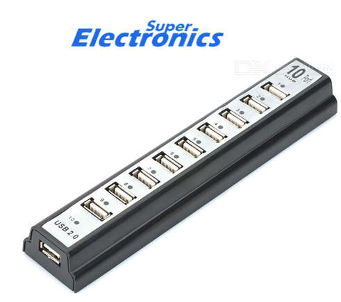 10 Ports USB HUB 480Mbps Hi-Speed 2.0 10 Ports Extension Adapter Cable For Keyboard PC Laptop