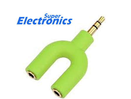 Earphone Splitter 3,5mm 1 Male To 2 Female U Shape Stereo 2 Way Converter - green