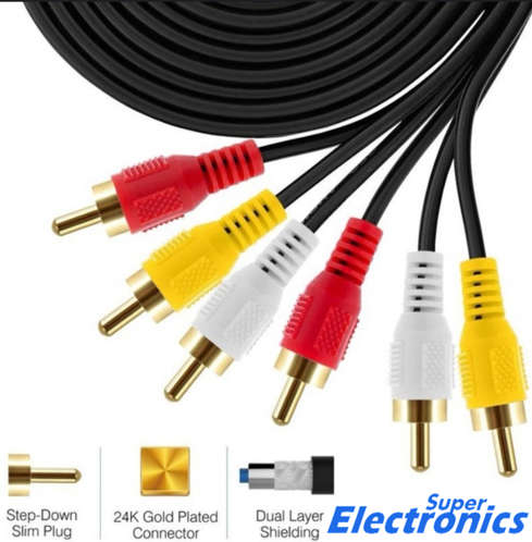 20M 3RCA to 3RCA male Composite Audio Video AV Cable