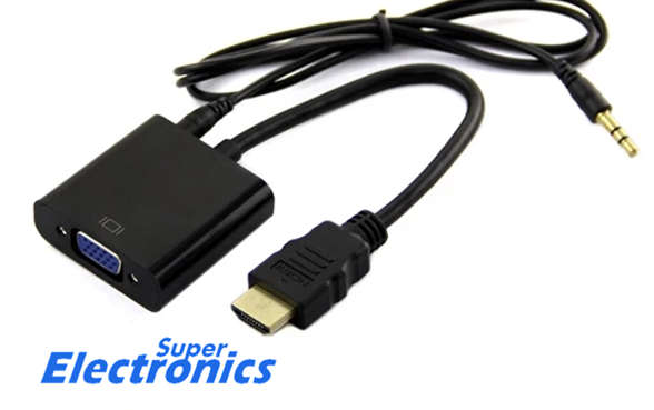 HDMI to VGA Cable with Aux Line Out White