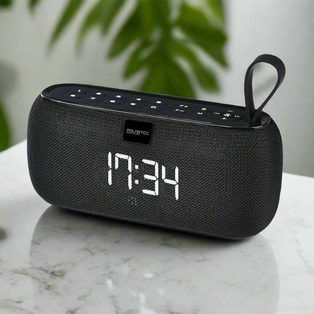 Polartec Digital Alarm Clock Bluetooth Speaker  FM Radio, Dual Speakers & TWS