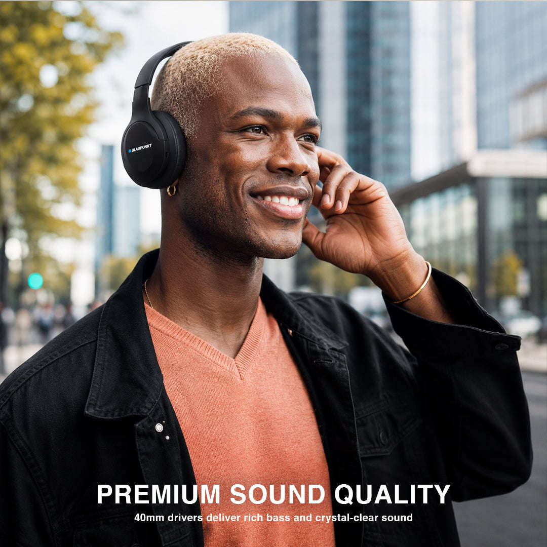 Blaupunkt Active Noise Cancelling Headphones  Wireless Bluetooth 5.1 Over-Ear Headphones with ANC