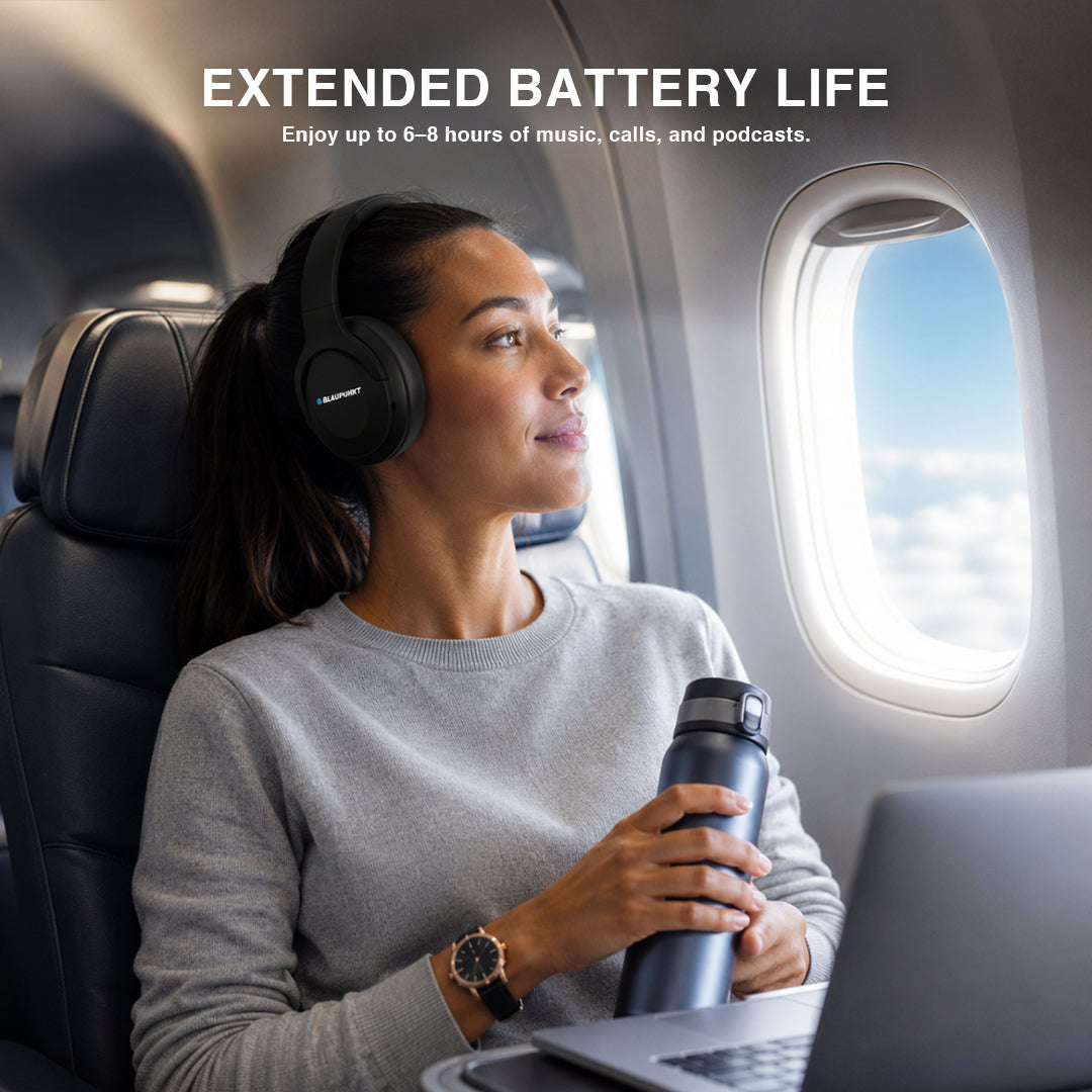 Blaupunkt Active Noise Cancelling Headphones  Wireless Bluetooth 5.1 Over-Ear Headphones with ANC