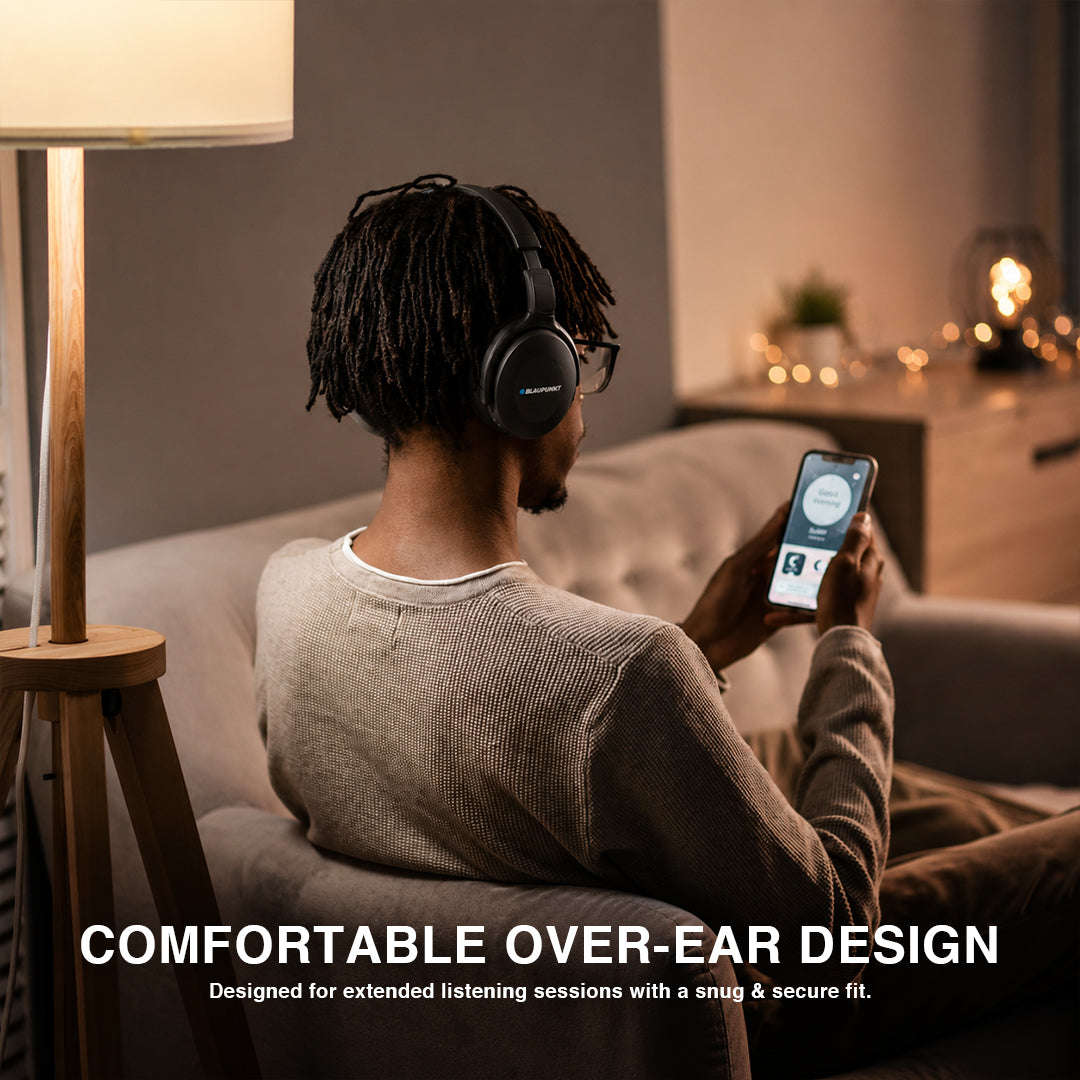 Blaupunkt Active Noise Cancelling Headphones  Wireless Bluetooth 5.1 Over-Ear Headphones with ANC