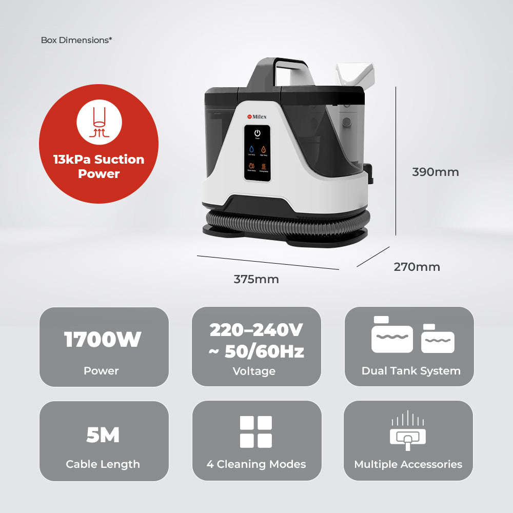Milex Hydro-Steam Carpet & Upholstery Cleaner  1700W Multi-Function Steam Cleaner